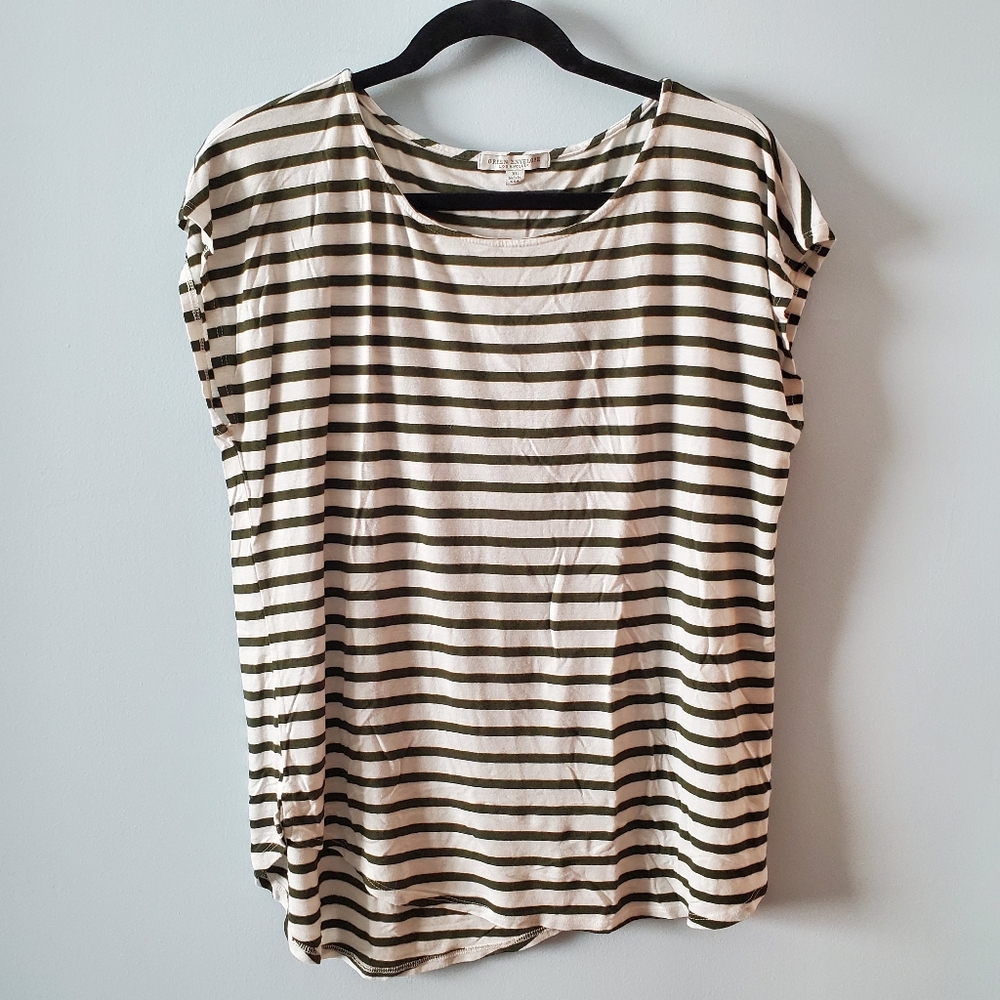 Green Envelope White and Green Striped T-Shirt